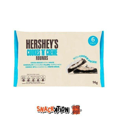 HERSHEY'S Cookies'n'Cream Rounds - BiscottI al cioccolato e crema alla vaniglia 96 gr - Snackation