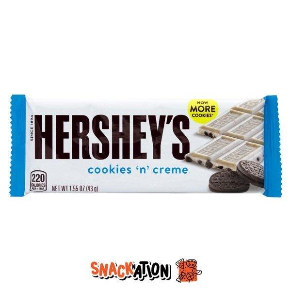 HERSHEY'S Cookies N Cream - Tavoletta di cioccolato bianco con pezzi di biscotti 43 gr - Snackation