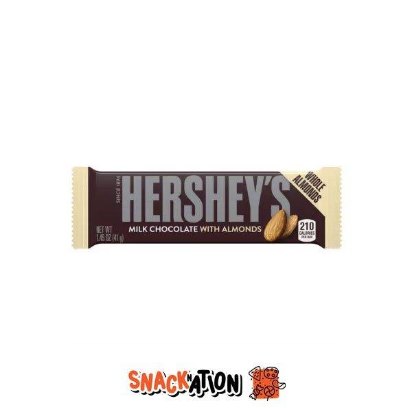 HERSHEY'S Milk Chocolate With Almond - Tavoletta di cioccolato al latte e mandorle 41 gr - Snackation