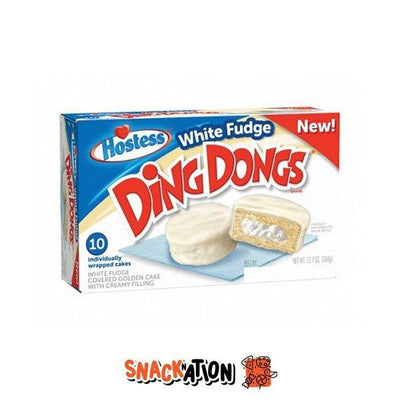 HOSTESS Ding Dong White Fudge - Merendina Singola al cioccolato bianco ripiene di crema alla vaniglia 36 gr - Snackation