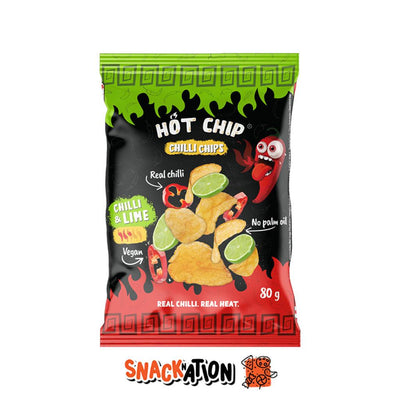Hot Chip Chilli & Lime Chips - Patatine al gusto di peperoncino e lime 80 gr - Snackation