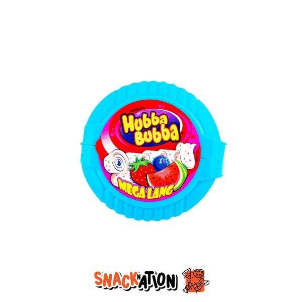 HUBBA BUBBA Mega Long Azzurro - Rotolo di Bubble Gum gusto fragola, mirtillo e anguria 56 gr - Snackation