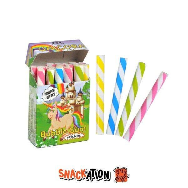 JOHNY BEE Bubble Gum Powder Unicorn - Bubble Gum gusto tutti frutti e stickers 35 gr - Snackation