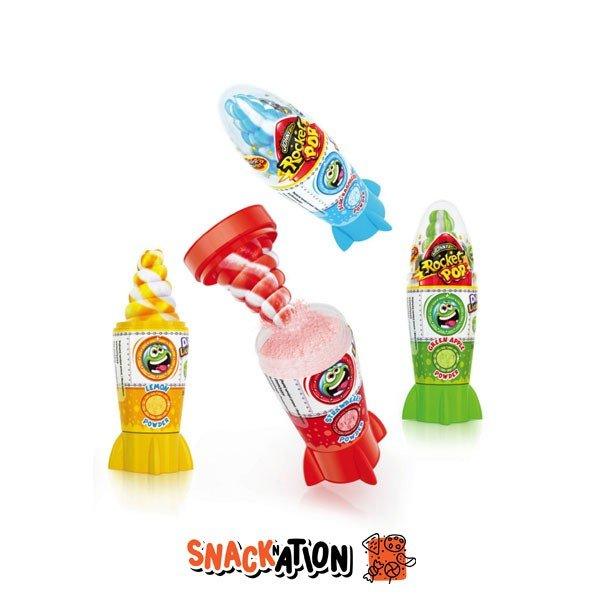 JOHNY BEE Rocket Pop - Lecca lecca vari gusti con polverina frizzante a immersione 50 gr - Snackation