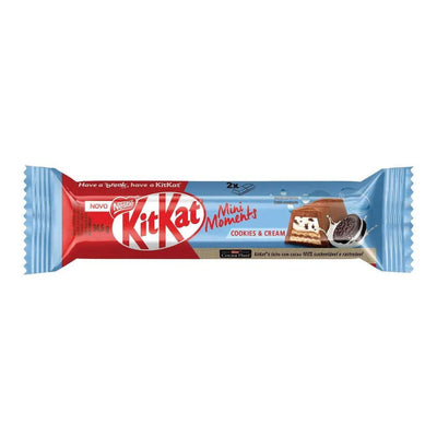 KITKAT Mini Moments Cookies & Cream Brazil - Barretta di cioccolato ripieno di crema e biscotti 34,6 gr - Snackation