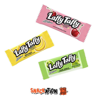 LAFFY TAFFY Candy Banana-Cherry-Sour Apple - 3 Caramelle 1x gusto 30 gr - Snackation