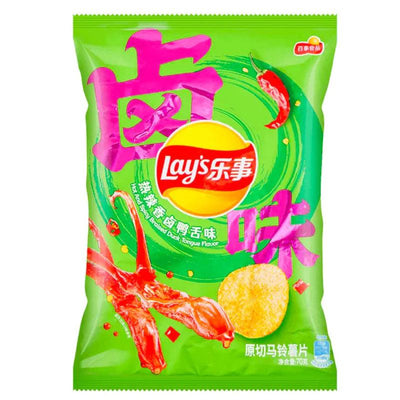 LAY'S Hot and Spicy Braised Duck Tongue - Patatine gusto lingua di anatra piccante 70 gr - Snackation