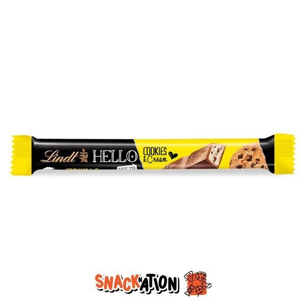 LINDT Hello Stick Cookies & Cream - Stick di cioccolato al latte ripieno di biscotto e crema 39 gr - Snackation