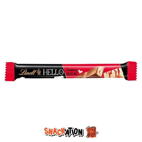 LINDT Hello Stick Strawberry Cheesecake - Stick di cioccolato al latte ripieno di Cheescake alle fragole 39 gr - Snackation