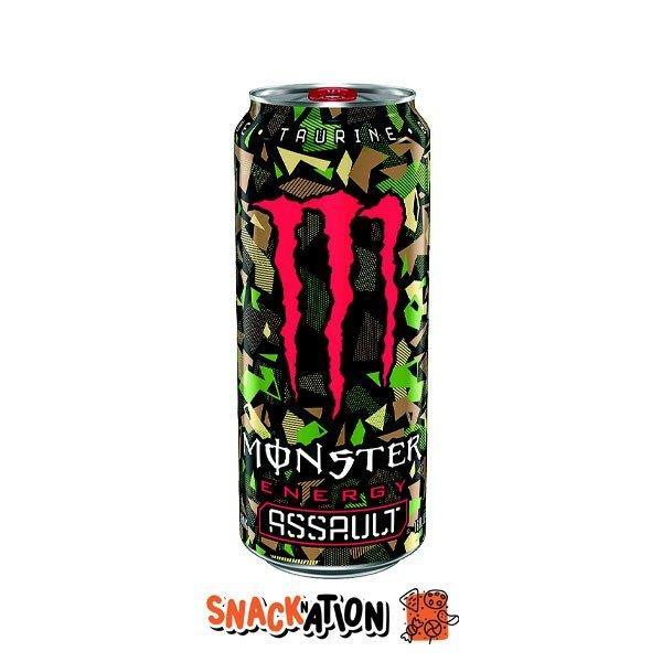 MONSTER ENERGY Assault LEGGERMENTE AMMACCATA - Bevanda Energetica al gusto di Cola 500 ml - Snackation