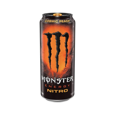 MONSTER ENERGY Nitro Cosmic Peach USA LEGGERMENTE AMMACCATA - Bevanda Energetica al gusto di Pesca 473 ml - Snackation
