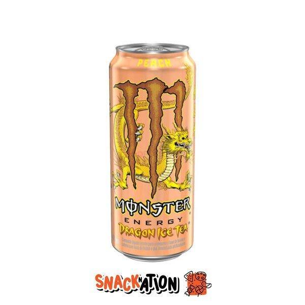 MONSTER ENERGY Peach Dragon Ice Tea LEGGERMENTE AMMACCATA - Bevanda Energetica al gusto di Te alla Pesca 473 ml - Snackation