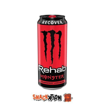 MONSTER ENERGY Rehab Recover Strawberry Lemonade - Bevanda Energetica al gusto di limonata alla fragola 458 ml - Snackation