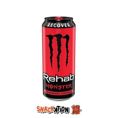 MONSTER ENERGY Rehab Recover Strawberry Lemonade LEGGERMENTE AMMACCATA- Bevanda Energetica al gusto di limonata alla fragola 458 ml - Snackation