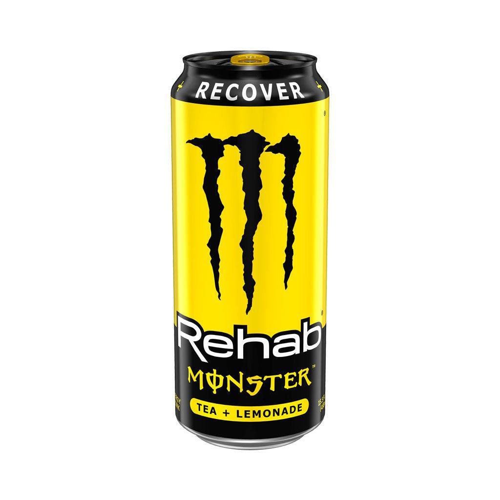 MONSTER ENERGY Rehab Tea + Lemonade USA LEGGERMENTE AMMACCATA - Bevanda Energetica al gusto di Tè e Limonata 473 ml - Snackation