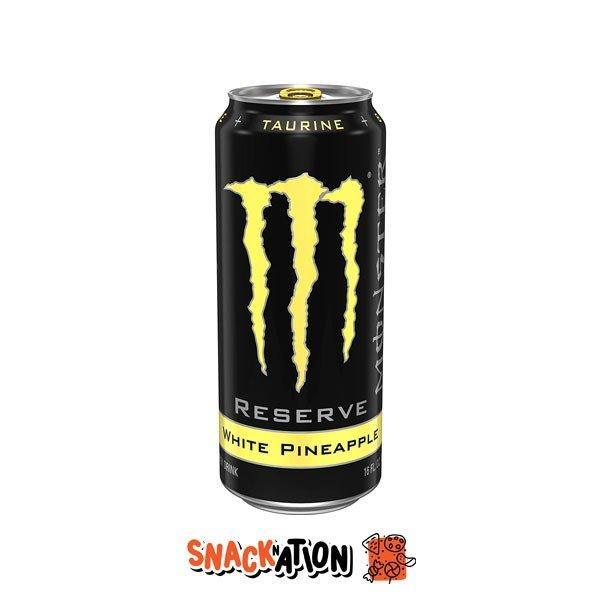 MONSTER ENERGY Reserve White Pineapple LEGGERMENTE AMMACCATA - Bevanda Energetica al gusto di ananas 473 ml - Snackation