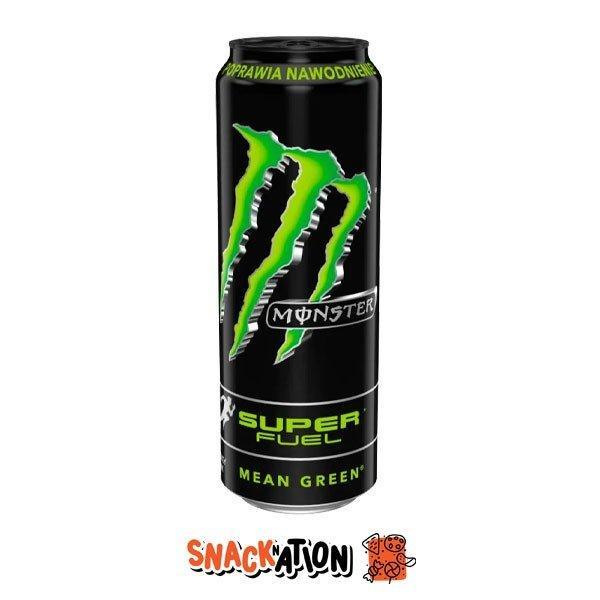 MONSTER ENERGY Super Fuel Mean Green LEGGERMENTE AMMACCATA - Bevanda Energetica agli agrumi 568 ml - Snackation