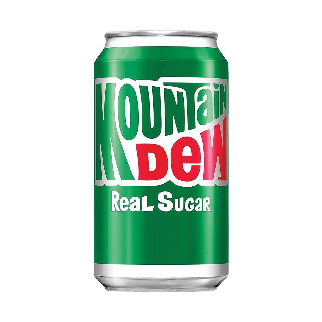 MOUNTAIN DEW Usa Real Sugar - Bevanda gassata al gusto Mountain Dew ma con vero zucchero 355 ml - Snackation