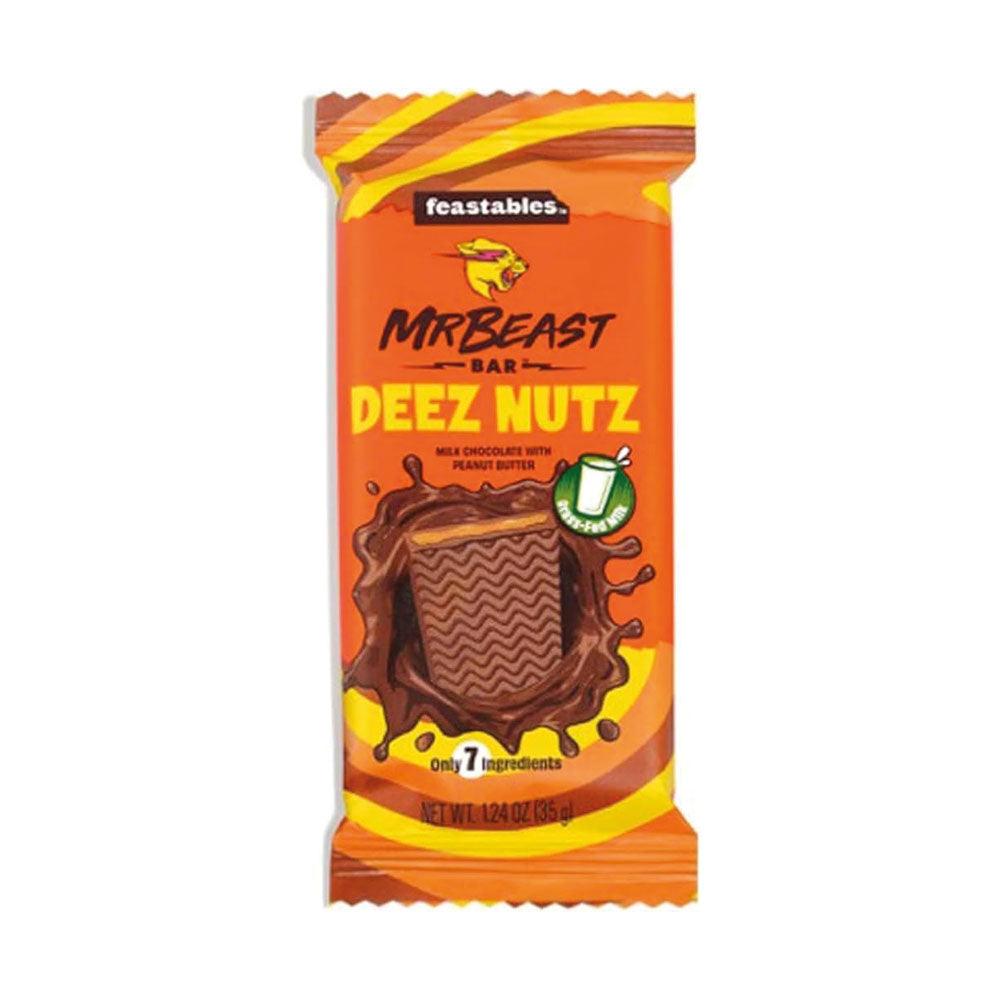 MRBEAST Feastables Bar Deez Nutz - Tavoletta di cioccolato al latte ripiena di burro d'arachidi 35 gr - Snackation