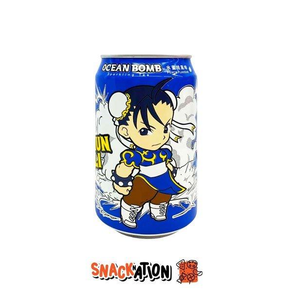 OCEAN BOMB Street Fighter Chun Li - Bevanda gassata al gusto pesca 330 ml - Snackation