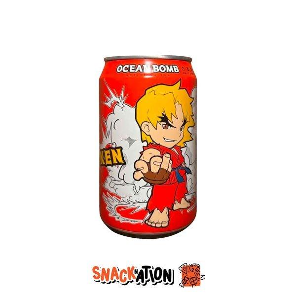 OCEAN BOMB Street Fighter Ken - Bevanda gassata al gusto uva bianca 330 ml - Snackation