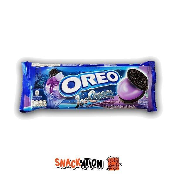 OREO ICE CREAM BLUEBERRY - Biscotti al cioccolato ripieni di crema alla vaniglia e mirtilli 38 gr - Snackation