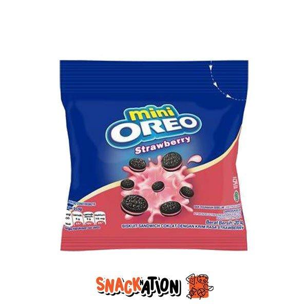 OREO MINI POUCH STRAWBERRY - Mini biscotti al cioccolato con crema alla fragola 20,4 gr - Snackation