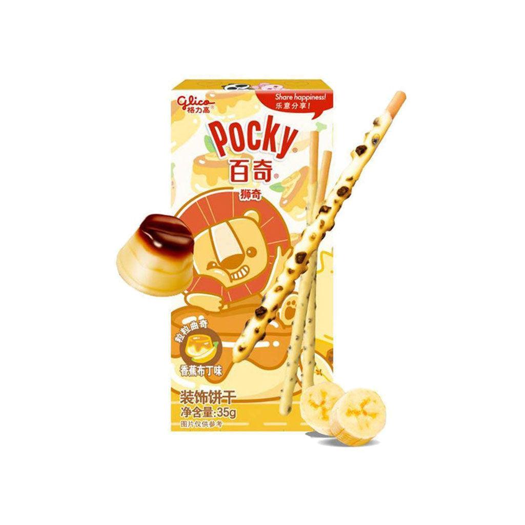 POCKY Lion Banana & Pudding - Stick integrale ricoperto di cioccolato bianco alla banana e budino 35 gr - Snackation