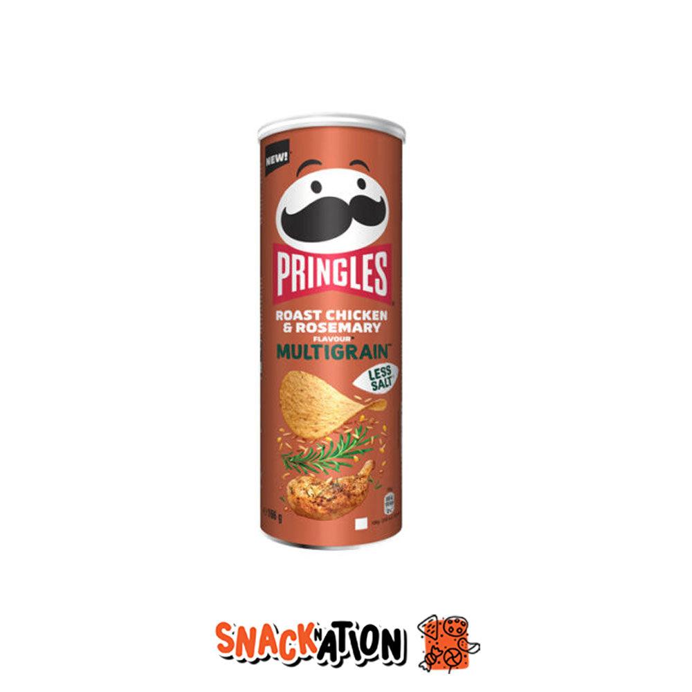 PRINGLES Multigrain Roast Chicken & Rosemary – Patatine Multicereali con meno sale al gusto di Pollo e Rosmarino 166 gr - Snackation