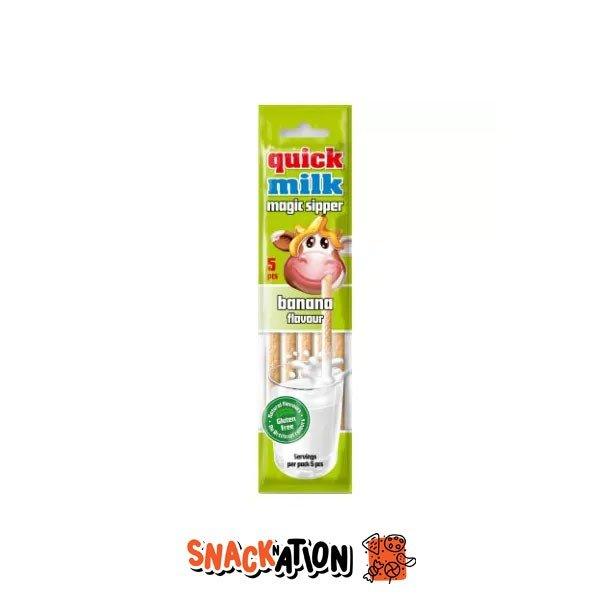 QUICK MILK Magic Sipper Banana - Cannucce con perline al gusto di banana 30 gr - Snackation