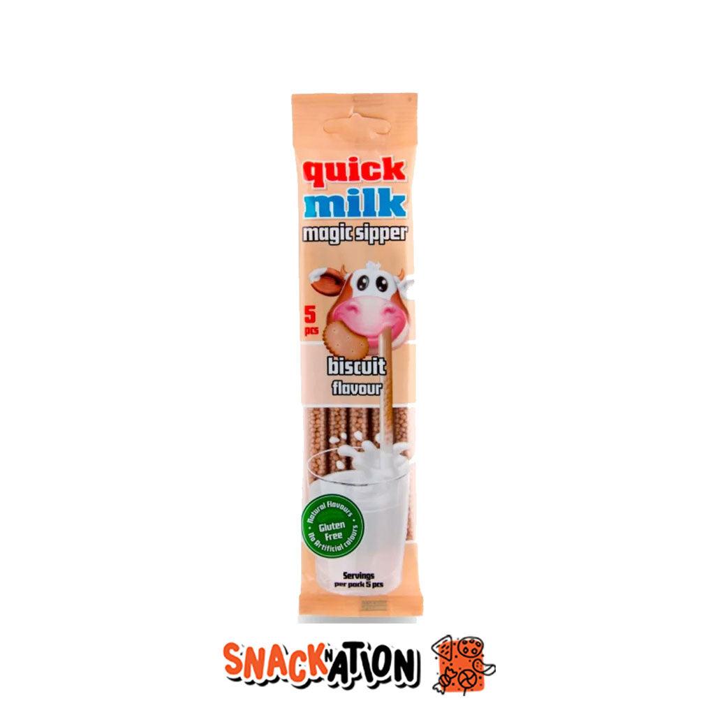 QUICK MILK Magic Sipper Biscuit - Cannucce con perline al gusto di Biscotto 30 gr - Snackation