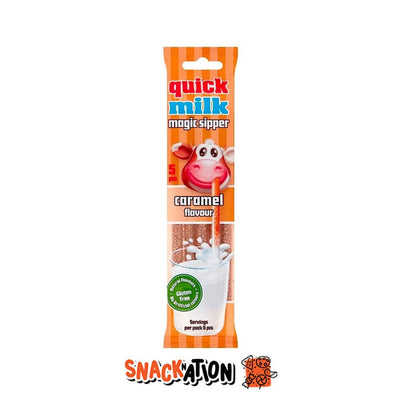 QUICK MILK Magic Sipper Caramel - Cannucce con perline al gusto di Caramello 30 gr - Snackation