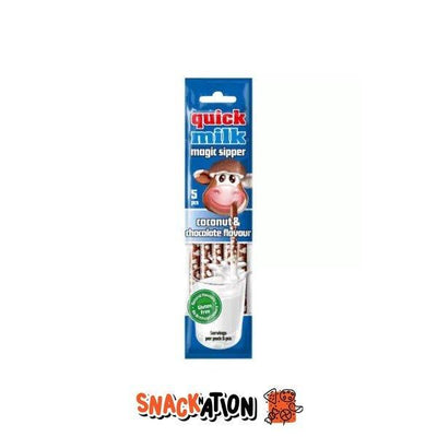 QUICK MILK Magic Sipper Coconut & Chocolate - Cannucce con perline al gusto di cocco e cioccolato 30 gr - Snackation