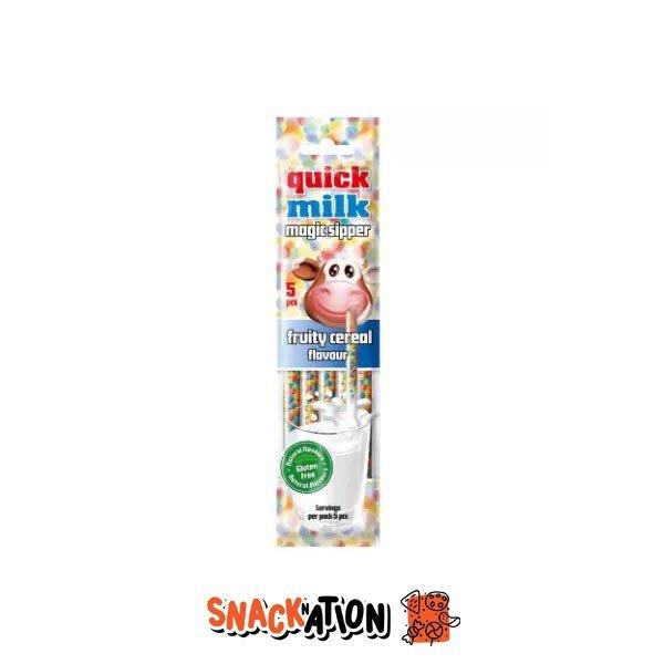 QUICK MILK Magic Sipper Fruity Cereal - Cannucce con perline al gusto di cereali alla frutta 30 gr - Snackation