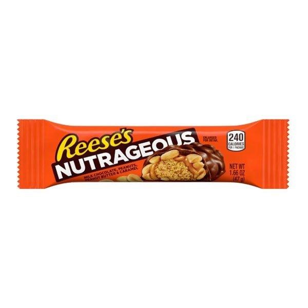 REESE'S Nutrageous - Barretta di cioccolato al latte, burro di arachidi e caramello 47 gr - Snackation