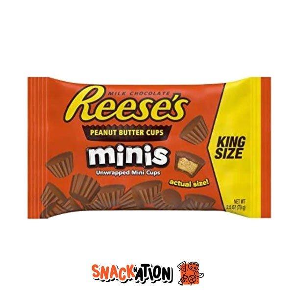 REESE'S Peanut Butter Cups Mini King Size - Mini Coppette di cioccolato al latte ripiene di burro d'arachidi 70 gr - Snackation