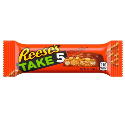 REESE'S Take 5 - Barretta di cioccolato ripiena di burro d'arachidi, pretzel, caramello e arachidi 42 gr - Snackation