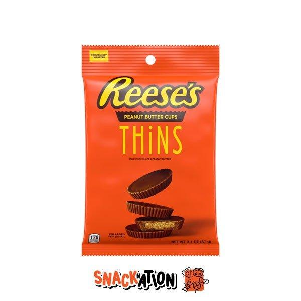 REESE'S - Thins Peanut Butters Cups - Cioccolatini al latte sottili ripieni di burro d'arachidi 87 gr - Snackation