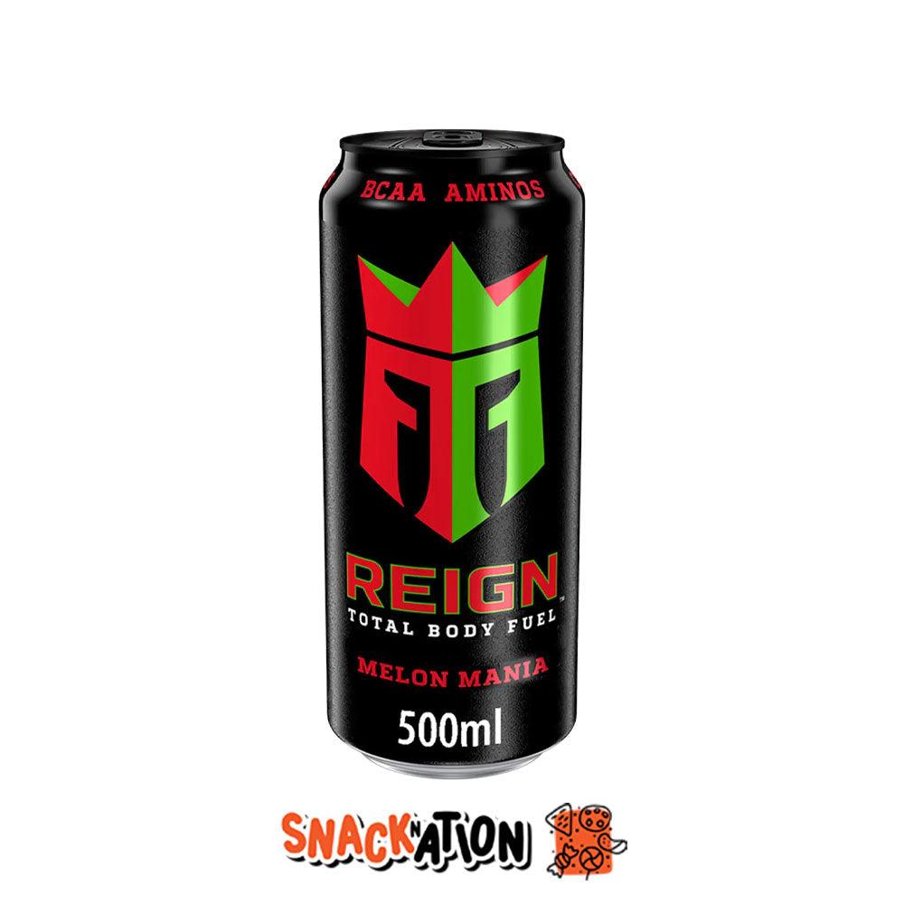 REIGN USA Melon Mania ZERO SUGAR – Bevanda Energetica al gusto di anguria, melone e cantalupo 500 ml - Snackation