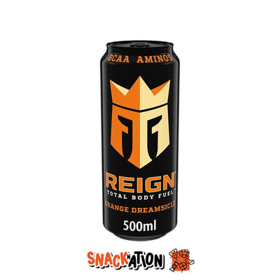 REIGN USA Orange Dremsicle ZERO SUGAR – Bevanda Energetica al gusto di vaniglia e arancia 500 ml - Snackation