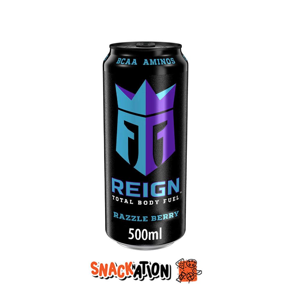 REIGN USA Razzle Berry ZERO SUGAR – Bevanda Energetica al gusto di mora, lampone e mirtillo 500 ml - Snackation