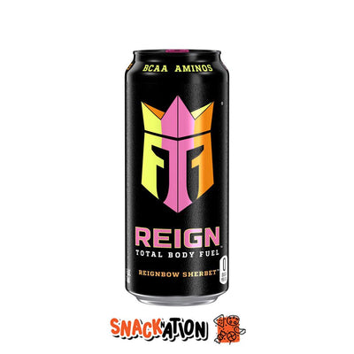 REIGN USA Reignbow Sherbet ZERO SUGAR – Bevanda Energetica al gusto di sorbetto arancia, lime e lampone 473 ml - Snackation