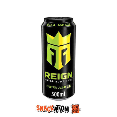REIGN USA Sour Apple ZERO SUGAR – Bevanda Energetica al gusto di mela verde acidula 500 ml - Snackation