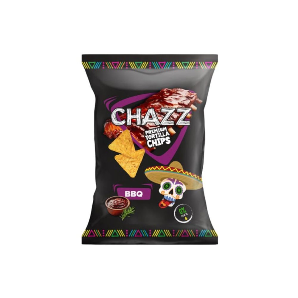 Chazz Tortillas Chips al BBQ - tortillas al gusto di carne affumica 100 g