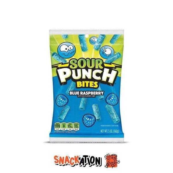 SOUR PUNCH Bites Blue Raspberry - Caramelle aspre al lampone 142 gr - Snackation