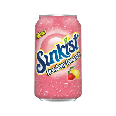 SUNKIST Strawberry Lemonade Soda - Bibita Americana frizzante al gusto limonta e fragola 355 ml - Snackation