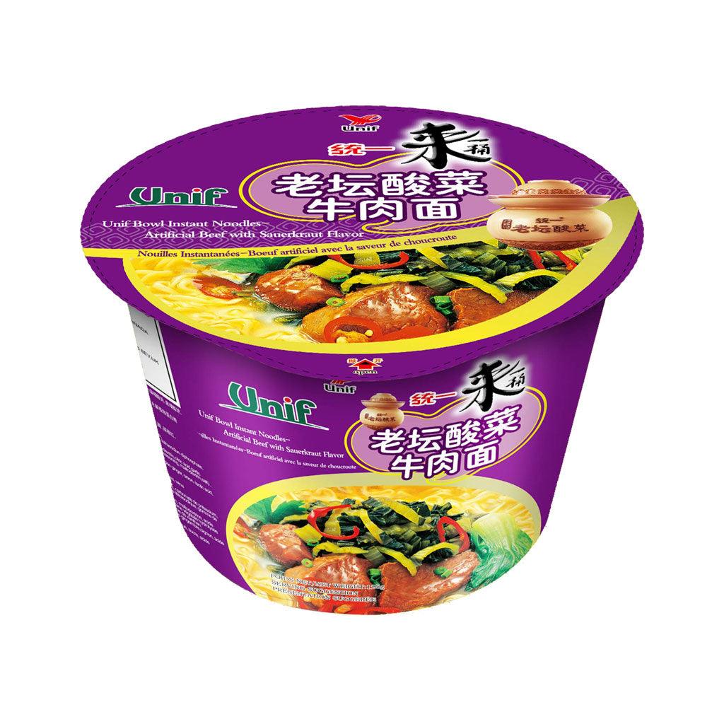 UNIF Bowl Instant Noodles Beef with Sauerkraut Flavour – Noodle istantanei gusto manzo e crauti 110 gr - Snackation