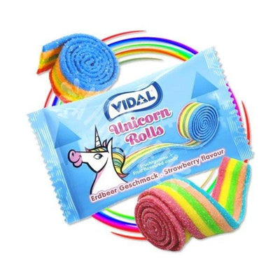 VIDAL UNICORNO ROLLS - ROTELLA MULTICOLOR GUSTO FRAGOLA 20 gr - Snackation