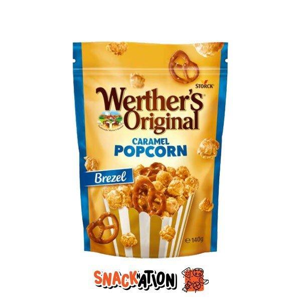 WERTHERS ORIGINAL Caramel Popcorn Bretzel - Popcorn dolce ricoperto di caramello e Brezel 140 gr - Snackation